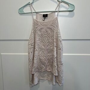 12th Love Pale‎ Pink Lace Tank Top Sleeveless Womens M Fairy Femme Y2K Cami Boho